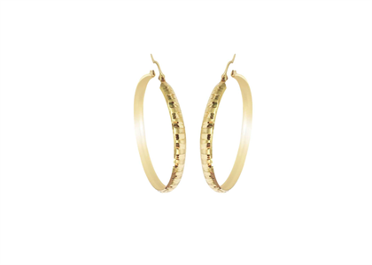 Gold Plated | Diamond Cut Bangle Earrings Without V